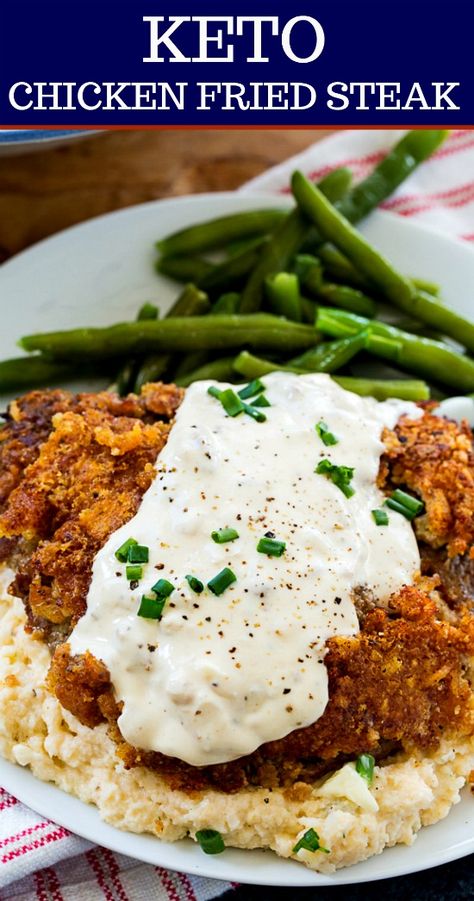 Keto Chicken Fried Steak, Chicken Fried Steak And Gravy, Fried Steak And Gravy, Steak And Gravy, Fried Steak, Cube Steak, Resep Diet, Chicken Fried Steak, Steak Fries