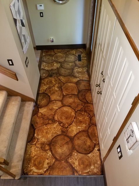 Custom log floor in foyer - corded end-grain flooring by Jesse Miller. Log End Flooring, End Grain Flooring, Bourbon Room, Wooden Ideas, Fancy Short Dresses, Kindergarten Ideas, Food Pics, Flooring Ideas, End Grain