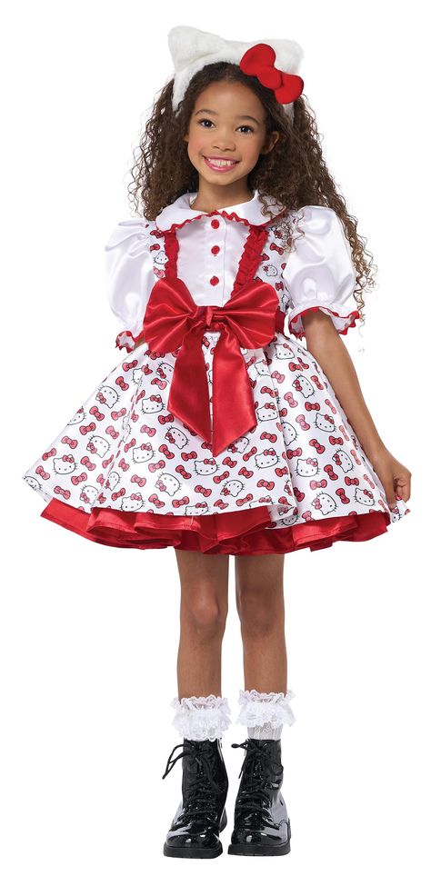 PRICES MAY VARY. Includes: Dress, Pettiskirt, Waistband / Belt with attached bow, Hello Kitty Headband Child Small (6-8): Chest 27", Waist 24", Hips 28", Height 53", Up to 70LBs Hello Kitty Head band with attached red bow. Button-down Dress Pettiskirt with elastic waistband Officially licensed: Hello Kitty / Sanrio Hello Kitty Headband, Hello Kitty Pop, Classic Party Dress, Kitty Headband, Decoracion Hello Kitty, Hello Kitty Costume, Hello Kitty Dress, California Costumes, Kitty Clothes