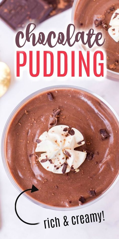 Diy Chocolate Pudding, Fluffy Desserts, Chocolate Pudding Cups, Easy Chocolate Pudding, Chocolate Pudding Recipe, Homemade Chocolate Pudding, Chocolate Pudding Recipes, Creamy Pudding, Homemade Pudding