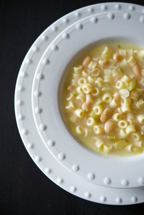 Tuscan White Bean Soup is a hearty, delicious Italian soup made with simple ingredients like celery, cannellini beans, Ditalini pasta and chicken broth. White Bean Pasta Soup, Bean And Pasta Soup, Tuscan White Bean Soup, Pasta Soup Recipes, Pasta And Chicken, Tuscan White Bean, Fagioli Soup, Ditalini Pasta, Bean Pasta