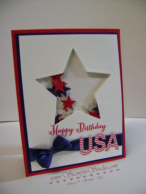 Minecraft Cards, Patriotic Cards, Blue Cards, Military Cards, Flower Shops, Star Cards, Shaker Cards, Happy Birthday Greetings, July 4