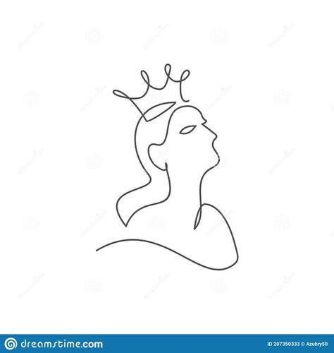 One Line Illustration, Tattoo Queen, One Line Tattoo, Crown Drawing, Purple Books, Crown Tattoo Design, Queen Tattoo, Silhouette Tattoos, Fine Line Tattoo