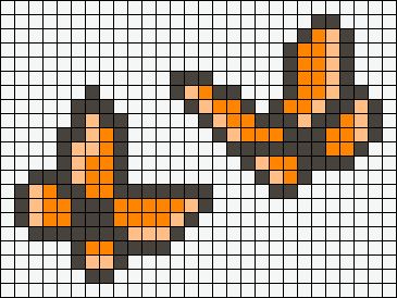 Butterfly Pixel Grid Crochet, Small Butterfly Pixel Art, Butterfly Grid Pattern, Pixel Art Pattern Easy Cute, Pixel Art Easy Ideas, Mini Alpha Pattern, Pixel Art Bee, Sunflower Pixel Art, Pixel Art Skz