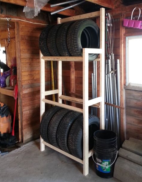 Tire Storage Rack, Tire Storage, Garage Organisation, Garage Workshop Organization, Tire Rack, Shed Organization, Garage Tool Storage, Garage Shed, Diy Garage Storage