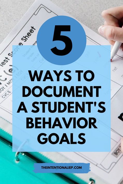 When a special education student has behavior goals on their IEP, it is important to have a system for documenting their progress on these goals. Progress on these goals can determine future IEP goals, accommodations, modifications and so many other things when it comes to the student's IEP. So how do you collect data on behavior goals for your students? Every method many not work for every special education teacher so here are 5 of my favorite ways to document behavior goals in the classroom. Special Education Organization, Iep Organization, Student Conference, Behavior Goals, School Discipline, Education Student, Education Tips, Iep Meetings, Iep Goals