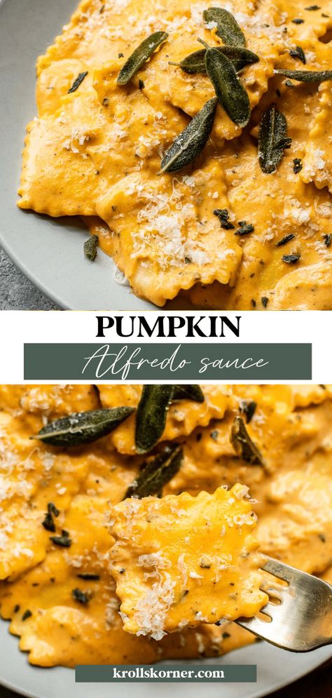 Pumpkin Alfredo Sauce, Pumpkin Alfredo, Pumpkin French Toast Casserole, Sage And Rosemary, Pumpkin Pasta Sauce, Cozy Cook, Pasta With Alfredo Sauce, Pumpkin Ravioli, Pumpkin Mac And Cheese