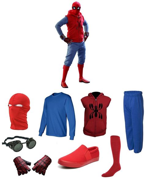 Spider-Man Homecoming Homemade Suit Costume | Carbon Costume | DIY Dress-Up Guides for Cosplay & Halloween Family Superhero Costumes, Spiderman Homecoming Suit, Spiderman Homecoming Costume, Homecoming Peter Parker, Superhero Costumes For Men, Deadpool Halloween Costume, Peter Parker Tom Holland, Diy Costumes Men