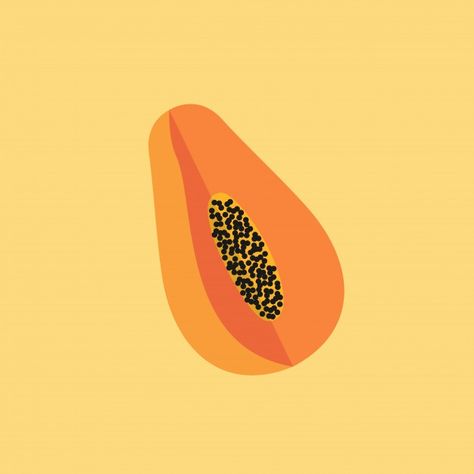 Papaya Drawing Simple, Papaya Illustration, Papaya Art, Fruit Labels, Natural Form Art, Background Food, New Project Ideas, Food Summer, Green Papaya