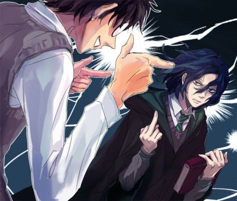 Young Severus Snape givin James Potter the bird..pft...! Snape James, Severus Snape James Potter, Severus Snape Fanart, Harry Potter Severus, Harry Potter Severus Snape, Severus Rogue, Snape Harry Potter, Snape Harry, Harry Potter Images