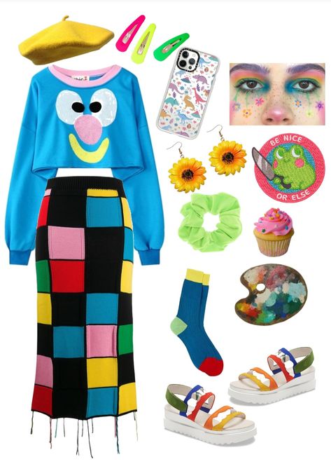 Clowncore Fashion, Clowncore Outfit, Colorful Clothing, Funky Outfits, Quirky Fashion, Party Girl, Character Outfits, Dream Clothes, Colorful Fashion