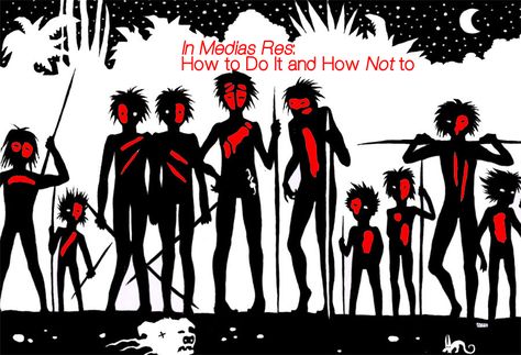 Discusses, not only how to avoid the potential pitfalls of in medias res, but how to take full advantage of its awesomeness. Ernst Hemingway, In Medias Res, William Golding, British Literature, Language Arts Teacher, Lord Of The Flies, Novel Studies, Castle Rock, English Class