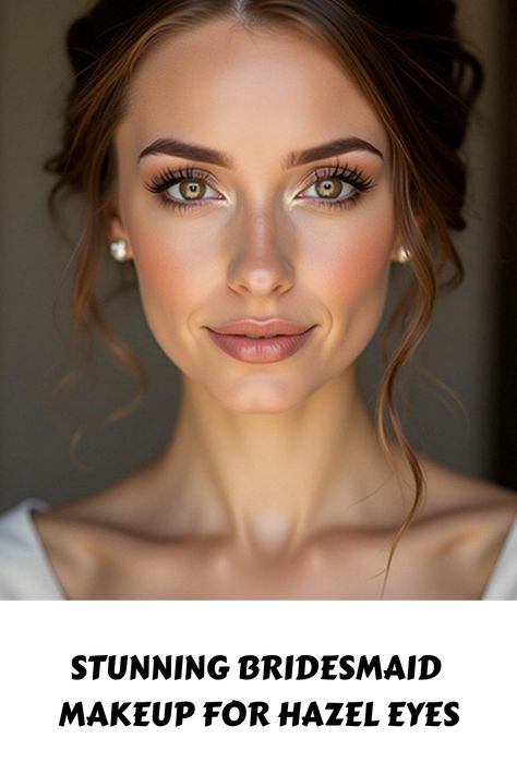 Stunning Bridesmaid Makeup for Hazel Eyes Bridesmaid Makeup For Fall Wedding, Soft Makeup Hazel Eyes, Makeup For Brown Eyes Pale Skin, Wedding Makeup For Hazel Eyes Light Skin, Brown Eye Wedding Makeup Natural Looks, Easy Eye Makeup For Hazel Eyes, Moss Green Eye Makeup, Neutral Makeup For Bridesmaids, Full Face Makeup Brown Eyes