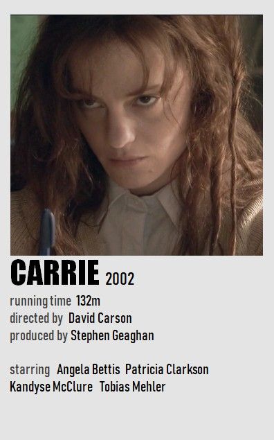 Poster movie Carrie 2002, Kandyse Mcclure, David Carson, Poster Movie, Carry On, Movie Posters, Film Posters