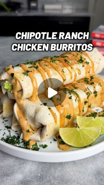 Michael Kory on Instagram: "40g Protein Chipotle Ranch Chicken Burritos 🌯🔥  ➡️ These burritos are perfect for meal prepping and have so much flavor thanks to the chipotle ranch dressing.  Super easy and a great recipe you should try.  ✅  Ingredients: 1/2 cup Greek yogurt (110g) 1/4 cup light mayo (60g) 1 chipotle pepper (15g) 2 tbsp lime juice (30ml) 1 tsp olive oil (5ml) 2 tbsp ranch powder (20g) 1 tsp garlic powder 1/2 tsp salt & pepper 4 burrito-sized tortillas (280g) 1 cup fat-free cheddar cheese (115g) 16oz cooked diced chicken breast (455g) 1 cup diced tomatoes (220g) 2 cup shredded iceberg lettuce (115g)  💪 Macros per burrito:  450 calories, 11g fat, 45g carbs, 40g protein.  Makes 4 burritos.  #burrito #chipotle #ranch #mealprep #healthyrecipe #highprotein #protein #recipe #recip Macro Friendly Burritos, Shredded Chicken Burritos, Chicken Rice Burrito, High Protein Low Carb Recipes Dinner, Burrito Recipe Chicken, Chipotle Ranch Dressing, Chipotle Ranch, High Protein Low Carb Recipes, Chicken Burritos