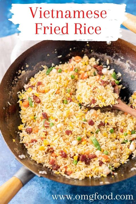 Vietnamese Rice Dishes, Chinese Special Fried Rice, Cheap Vietnamese Recipes, Vietnamese Fried Rice Recipe, Same Day Fried Rice, Vietnamese Recipes Authentic, Fried Rice Vietnamese, Tomato Rice Vietnamese, Fried Rice No Egg