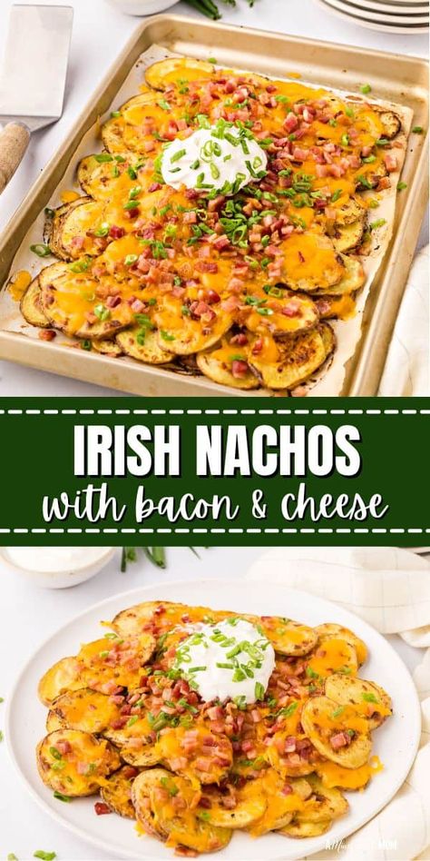 Potato Nachos Baked, Irish Nachos Recipe, Classic Nachos, Irish Nachos, Nacho Recipe, Baked Nachos, Nacho Fries, Unique Appetizers, Potato Nachos