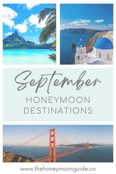 Wondering where to honeymoon in September? Discover the best destinations for a September honeymoon! Click the link to read or pin to read later! ✈️🤍 Fall Honeymoon Destinations Usa, September Honeymoon Destinations, Honeymoon Ideas In Usa, Honey Moon Locations, Vietnam Honeymoon, Budget Friendly Honeymoon Destinations, Mauritius Honeymoon, South Africa Honeymoon, French Polynesia Honeymoon