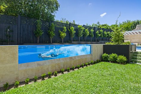 Seven of the most stunning swimming pools around Australia Kleiner Pool Design, Private Swimming Pool, Pool Shapes, Swimming Pool House, Glass Pool, Pool Landscape Design, Rectangular Pool, Small Pool Design, Backyard Pool Landscaping