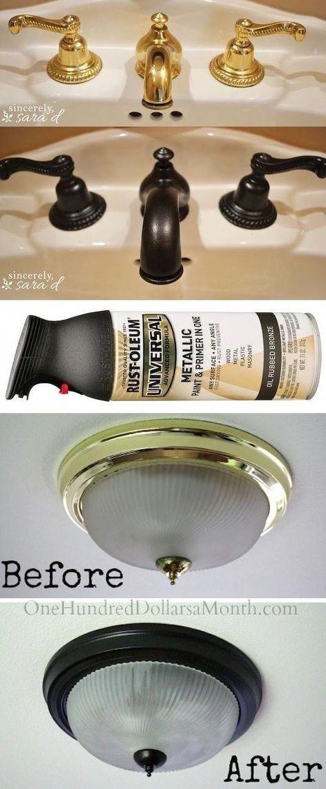 Diy Remodeling Ideas On A Budget, Budget Lighting, Cute Dorm Rooms, Brass Faucet, Trendy Bathroom, Diy Remodel, Trendy Home, Remodeling Projects, Diy Bathroom