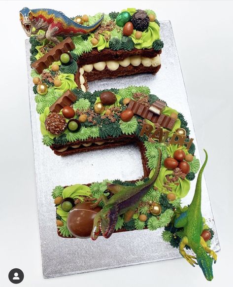 Dinosaur Cakes For Boys, Dinosaur Cupcake Cake, Number 5 Cake, Dinasour Birthday, Volcano Cake, Dinosaur Cupcakes, Dino Cake, Letter Cake, Dinosaur Birthday Cakes