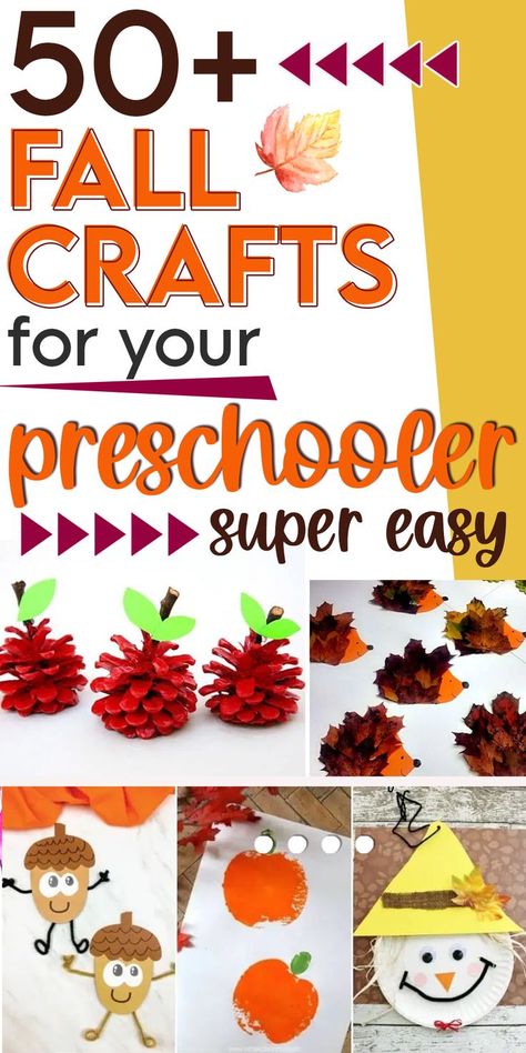 Fun Fall Craft Ideas for Preschoolers - if you're looking for autumn crafts for kids, these are simple and perfect for any preschooler (or grade 1 / grade 2 age). These easy fall activities are all autumn themed crafts - pumpkin crafts, acorn crafts, pinecone crafts and more! Acorn Crafts Preschool, Fall Craft Activities, Easy Fall Activities, Craft Activities For Preschoolers, Autumn Crafts For Kids, Craft Ideas For Preschoolers, Fall Paper Crafts, Fall Craft Ideas, Ideas For Preschoolers