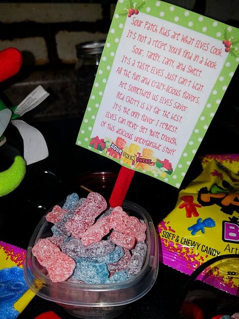 Elf On The Shelf Sour Candy, Elf On The Shelf And Sour Patch Kids, Elf On The Shelf Sour Patch Kids, Elf On The Shelf Ideas Gummy Bears, Elf On The Shelf Gummy Bears, Elf Fun, Sour Patch Kids, Sour Patch, Gum Drops