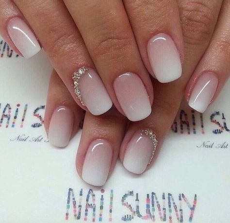 American Manicure Nails, Fall Wedding Nails, Stars Nails, Bridal Nails Designs, Unghie Sfumate, Squoval Nails, French Nail, Wedding Nails For Bride, Wedding Nails Design