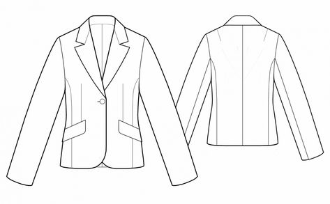 One-Button Jacket - Sewing Pattern #5539. Made-to-measure sewing pattern from Lekala with free online download. Vest Drawing, Men’s Office, Fashion Sketch Template, Sewing Patterns For Women, Jacket Drawing, Vest Sewing Pattern, Fashion Design Template, Flat Sketches, Jacket Pattern Sewing