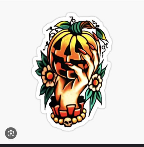 American Traditional Apple Tattoo, Traditional Pumpkin Tattoo, Traditional Tattoo Stickers, Candy Tattoo, Old School Candy, Apple Tattoo, Traditional Tattoo Flash Art, Halloween Flash, Pumpkin Tattoo