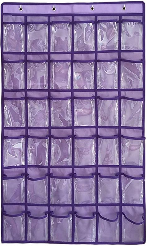 Door Jewelry Organizer, Wall Tool Organizer, Door Classroom, Closet Storage Accessories, Phone Jewelry, Purple Office, Purple Crafts, Small Bedroom Organization, Sock Storage