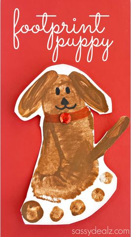 Footprint Puppy Dog Craft for Kids #Dog art project | CraftyMorning.com Dogs Crafts, Dog Craft, Crafty Morning, Footprint Crafts, Chinese New Year Crafts, 강아지 그림, Footprint Art, Handprint Crafts, Daycare Crafts