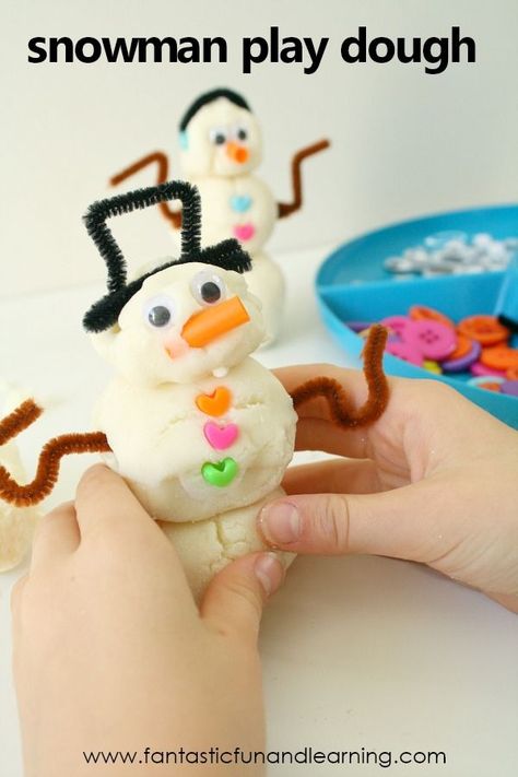 Make some sparkly white play dough and grab some loose parts. This snowman winter play dough invitation is an excellent winter activity for kids. #prek #snowman #sensoryplay Snowman Playdough, Play Invitations, Play Dough Invitation, Winter Play, Snow Theme, Playdough Activities, Preschool Craft, Seasonal Activities, Winter Activity