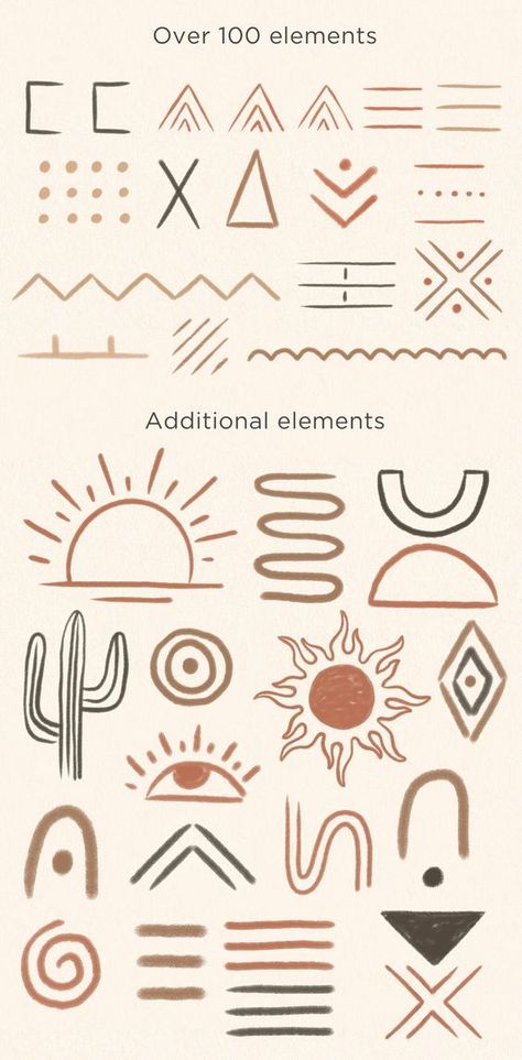 Boho Astethic, Boho Illustration Art, Boho Symbols, Western Sleeve, Boho Graphic Design, Western Illustration, Boho Pattern Design, Western Pottery, Desert Illustration