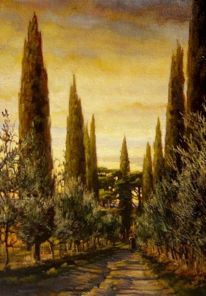 Love the perspective and the poplars.. (Caroline Zimmermann - Painting in Oil) http://carolinezimmermann.com/collections/126505 Tuscan Art, Tuscany Landscape, Poppy Fields, Tuscan Landscaping, Toscana Italia, Italian Landscape, Countryside Landscape, Colourful Art, Fall Watercolor