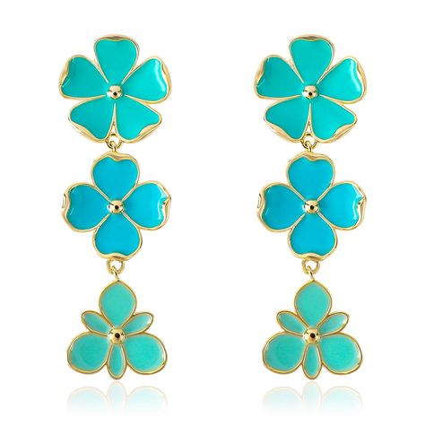 PRICES MAY VARY. ❀Long Dangle Flower Earring❀The exquisite green long dangle flower earrings are blue-green enamel flower dangle earrings, consisting of three vertically connected flowers. Each flower has its unique design and color, with the five-petal and six-petal flowers being a refreshing mint green, while the middle four-petal flower is a unique turquoise green. This combination of colors makes the entire earring look both vibrant and elegant. ❀Versatile for Any Occasion❀The elegant long d Petal Earrings, Flower Dangle Earrings, Earrings Aesthetic, Flower Earring, Bohemian Aesthetic, Petal Flower, Turquoise Green, Enamel Flower, Gift For Girls