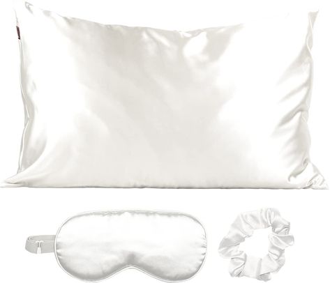 PRICES MAY VARY. Satin BEAUTY SLEEP SET. The Kitsch Satin Sleep Set includes one standard size satin pillowcase, along with a matching satin eye mask and a volume scrunchie! These are softer than any silk pillow case set. FRIZZ-FREE HAIR. Unlike cotton, satin pillowcases lessen friction between your hair so you can wake up with beautiful hair without the frizz! They are softer than silk pillowcases. These satin cases are softer than a silk pillowcase for Hair and Skin REDUCE BREAKAGE. Using a sa Satin Eye Mask, Silk Pillow Case, Silk Pillowcase Hair, Satin Pillow, Frizz Free Hair, Satin Pillowcase, Holiday Gift Sets, Silk Pillow, Sleep Set