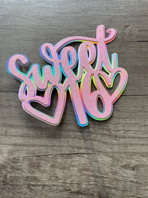 Birthday Chocolate Bar Wrappers, Sweet 16 Cake Topper, 16 Cake Topper, Sweet 16 Cake, Teen Cakes, Wood Cake Topper, Girly Cakes, Sweet 16 Cakes, 16 Cake