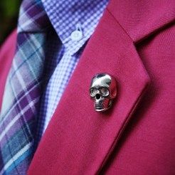 Skull-close-up Skull Tie, Purple Tartan, Coral Blazer, Tartan Tie, Purple Gingham, Men's Brooch, Pin Fashion, Pin Man, Skull Pin