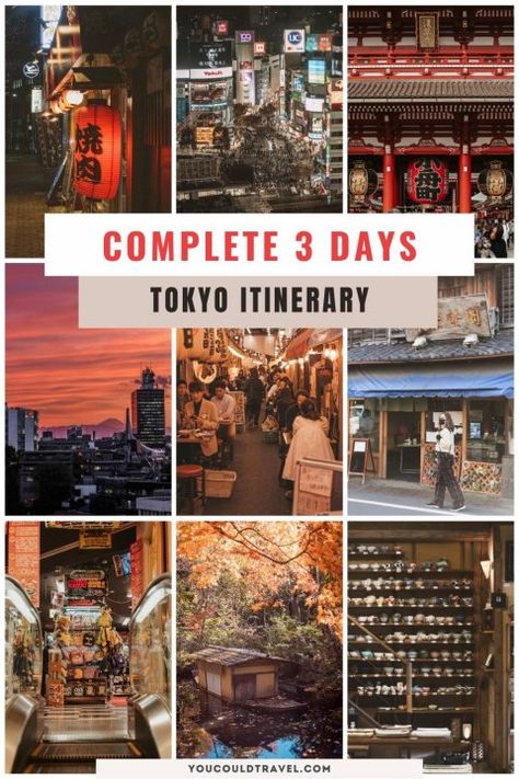 3 days in Tokyo itinerary Osaka Itinerary, Japan Honeymoon, Tokyo Itinerary, Tokyo Subway, Meiji Shrine, Japan Holidays, Tokyo Japan Travel, Shibuya Crossing, Japanese Travel