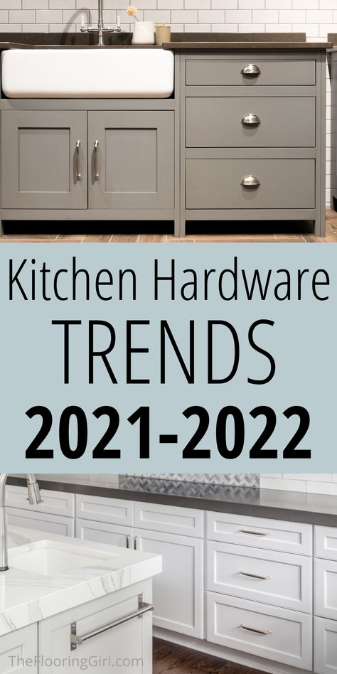 Kitchen Hardware Trends, Kitchen Cabinet Inspiration, Faucets Kitchen, Kitchen Cabinet Trends, Cabinets Drawers, Small Kitchen Remodel, Kitchen Cabinet Pulls, Farmhouse Kitchen Cabinets, Kitchen Cabinet Hardware