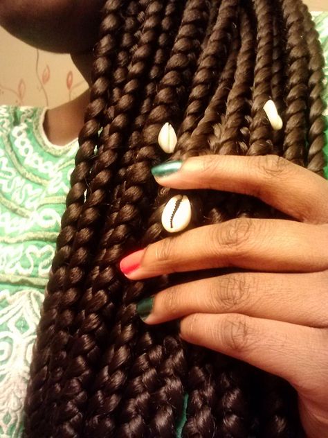 Box Braids & Shells Box Braids With Shells, Braids With Shells, Boho Box Braids, Senegalese Twists, Love Box, Box Braids, Shells, Braids, I Love