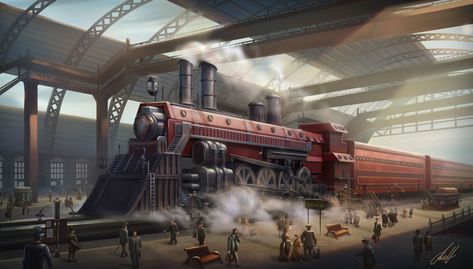 Character Needs, Steampunk Train, Victorian Theme, Steampunk Vehicle, Steampunk Artwork, Steampunk Aesthetic, Urban Fiction, Gear Clock, Low Poly Games