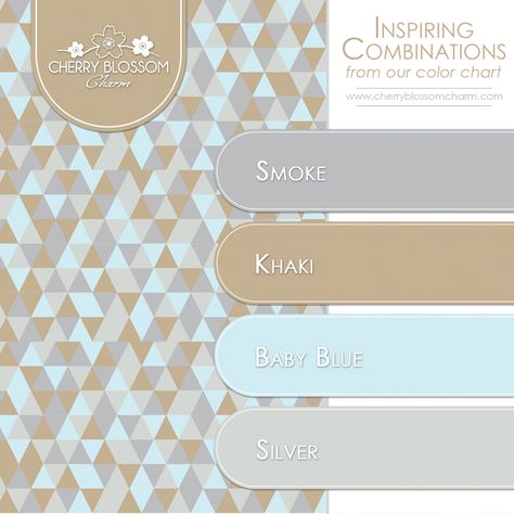 Color Combinations | Smoke Grey Khaki Brown Baby Blue Silver | Cherry Blossom Charm Color Catalog, Room Color Schemes, Baby Blue Colour, Design Seeds, Colour Board, Color Stories, Colour Schemes, Color Pallets, Room Colors