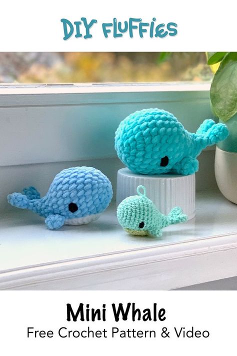 mini whale amigurumi pattern Whale Crochet Pattern, Beginner Haken, Whale Amigurumi, Whale Crochet, Yarn Animals, Crochet Whale, Christmas Crochet Patterns Free, Mini Amigurumi, Whale Pattern