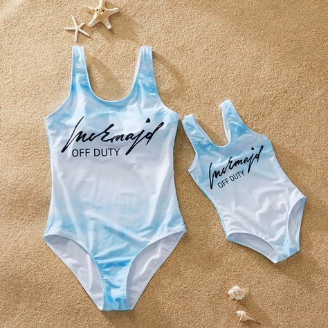 Family Bathing Suits, Mommy Daughter Outfits, Mommy Daughter, Family Matching Outfits, Mommy And Me Outfits, Blue Gradient, Swim Suits, Swim Wear, Toddler Clothes