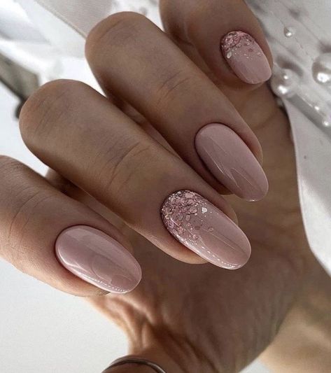 Blush Pink Nails Wedding, Pink Wedding Nails For Bride, Dusty Pink Nails, Blush Pink Nails, Pink Jewels, Nail Jewels, Her Nails, Blush Nails, Work Nails