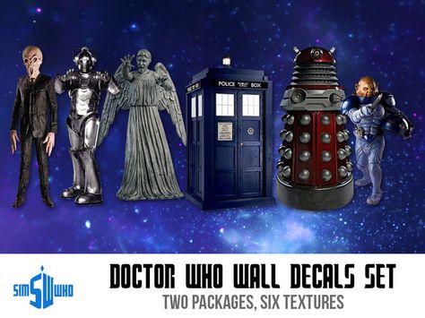 indiaskapie's Sim Who's Doctor Who Wall Decals Set Sims 4 Controls, Sims Memes, 4th Doctor, New Mods, Police Box, Sims 4 Update, Sims 4 Cc Finds, Sims Mods, Sims 4 Cc