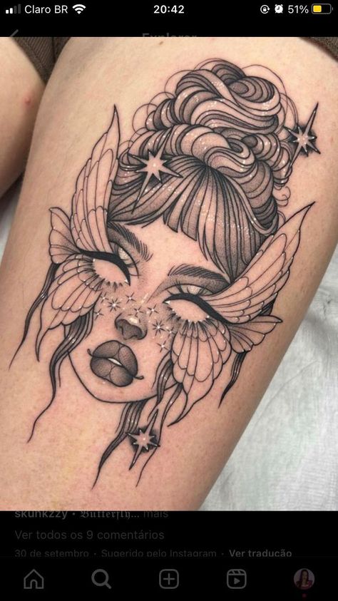 Fairy Face Tattoo, Woman Face Tattoo Design Drawings, First Tattoo Ideas, Dragon Tattoo Ideas, Dragon Tattoos, Small Pretty Tattoos, Chest Tattoos For Women, Creepy Tattoos, Pretty Tattoos For Women