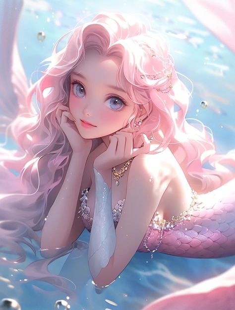 Pink Haired Mermaid, Anime Mermaid Female, Mermaid Pink Hair, Mermaid Tail Art, Pink Mermaid Tail, Mermaid Anime, Amnesia Anime, Anime Mermaid, Mermaid Wallpapers